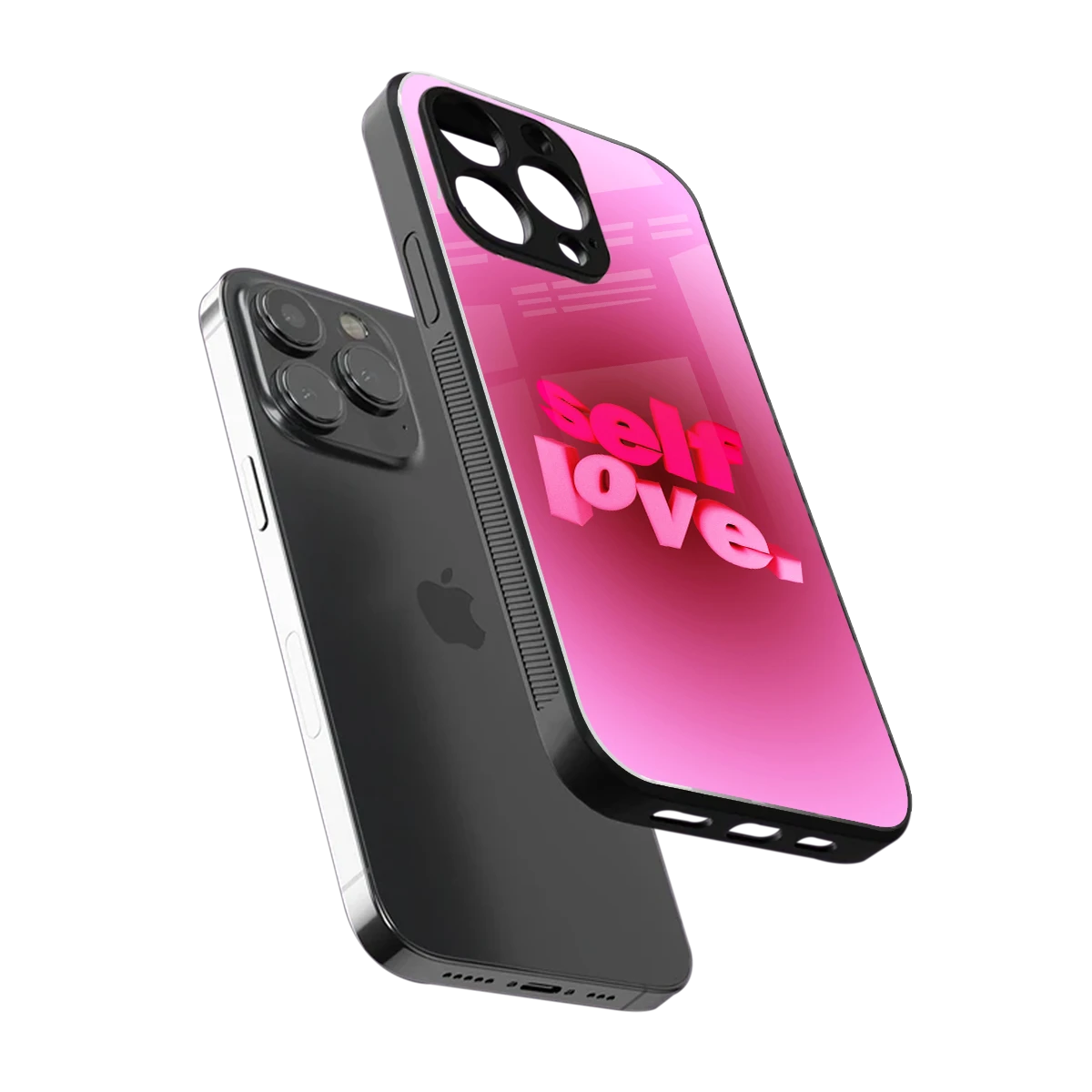 Self Love Aesthetic sleek iphone 13 pro cover with tempered glass back and TPU edges