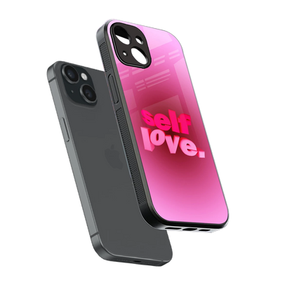 Self Love Aesthetic sleek iphone 13 cover with tempered glass back and TPU edges