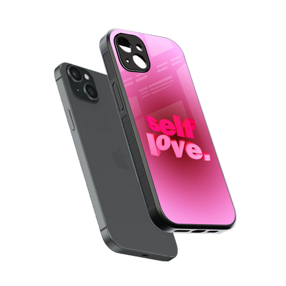 Self Love Aesthetic sleek iphone 15 plus cover with tempered glass back and TPU edges