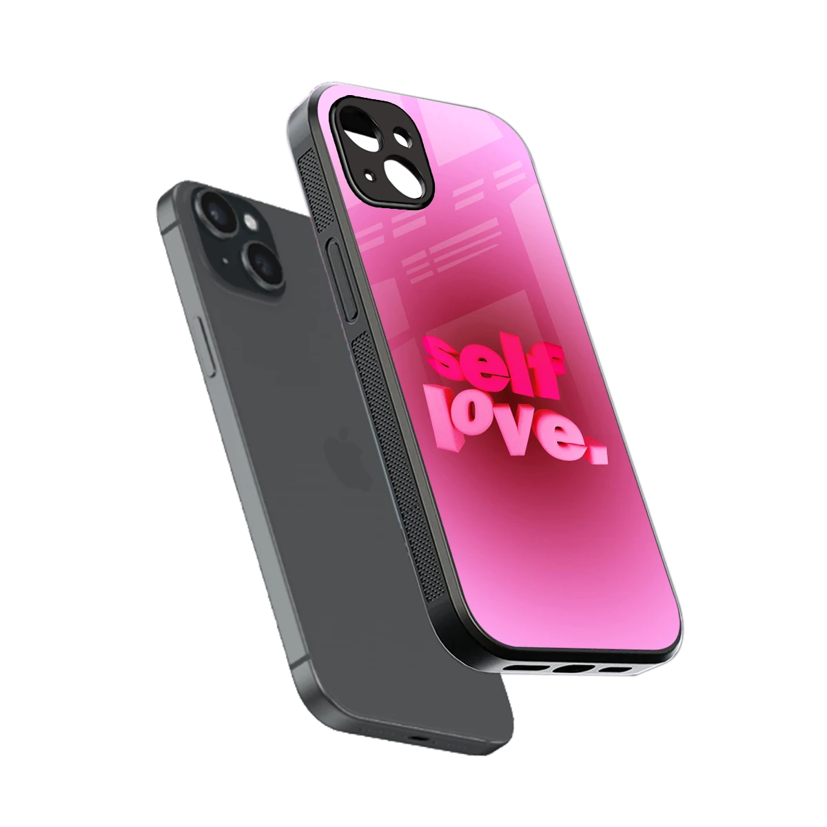 Self Love Aesthetic sleek iphone 14 plus cover with tempered glass back and TPU edges