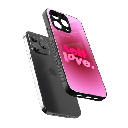 Self Love Aesthetic sleek iphone 15 pro max cover with tempered glass back and TPU edges