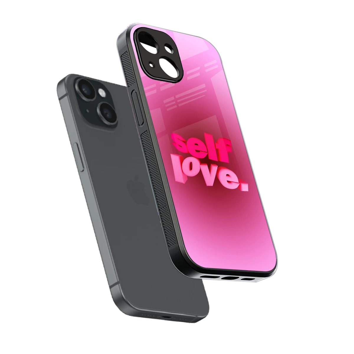 Self Love Aesthetic sleek iphone 15 cover with tempered glass back and TPU edges