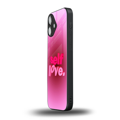 Self Love Aesthetic iphone 16 plus mobile cover | shockproof glass phone case