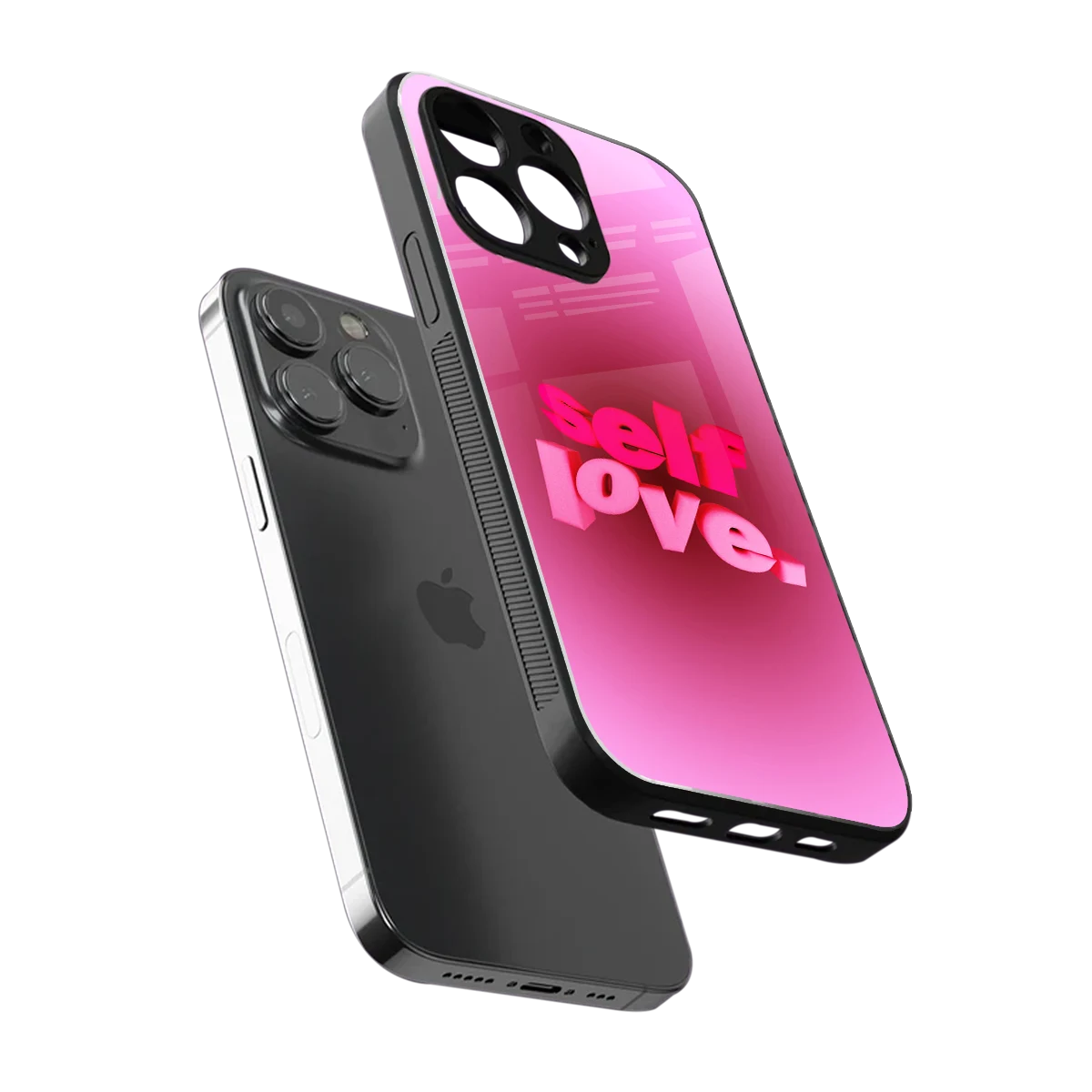 Self Love Aesthetic sleek iphone 16 pro max cover with tempered glass back and TPU edges