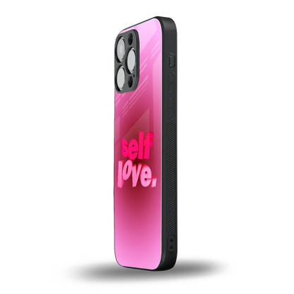 Self Love Aesthetic iphone 16 pro max mobile cover | shockproof glass phone case