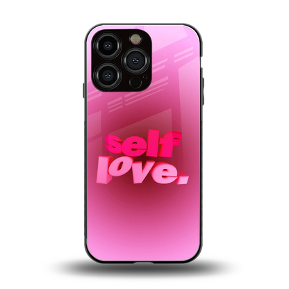 Self Love Aesthetic back phone cover | glass case for iphone 16 pro