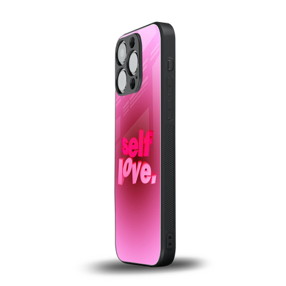 Self Love Aesthetic iphone 16 pro mobile cover | shockproof glass phone case
