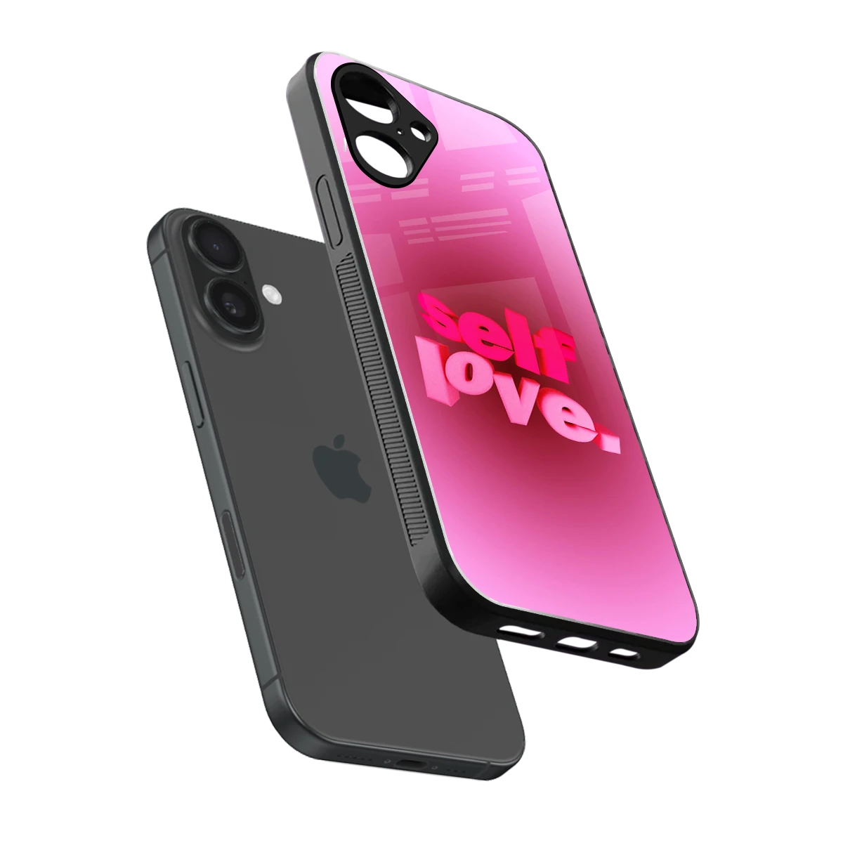 Self Love Aesthetic sleek iPhone 16 cover with tempered glass back and TPU edges