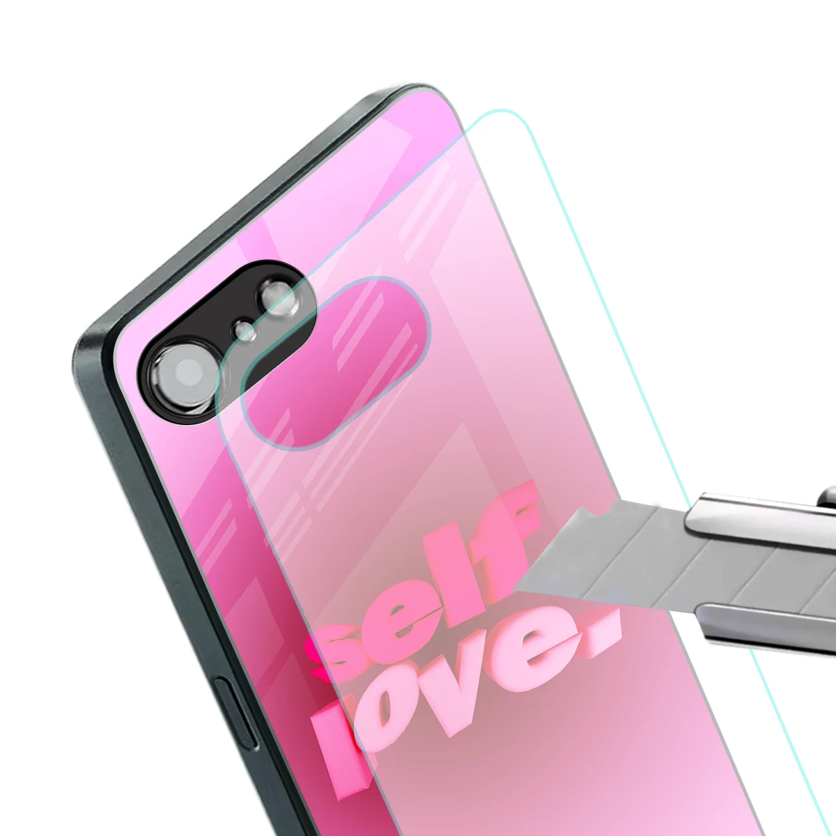 Self Love Aesthetic stylish phone case for iphone 16e | glossy glass and slim fit