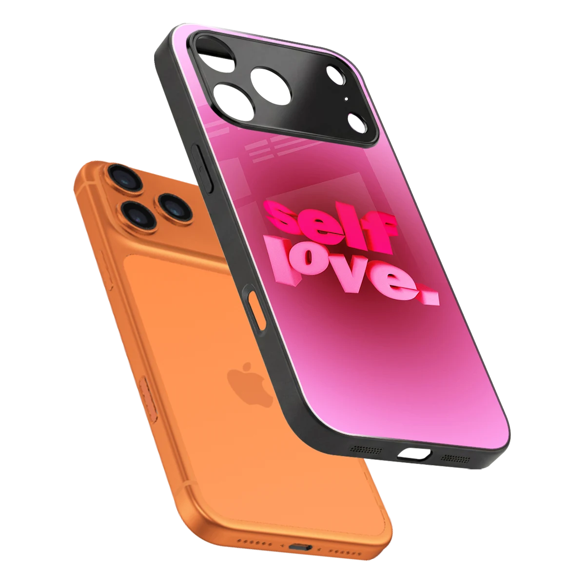 Self Love Aesthetic sleek iphone 17 pro max cover with tempered glass back and TPU edges