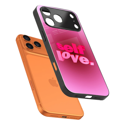 Self Love Aesthetic sleek iphone 17 pro max cover with tempered glass back and TPU edges