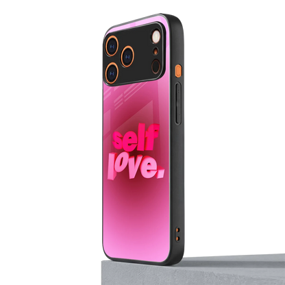 Self Love Aesthetic iphone 17 pro max mobile cover | shockproof glass phone case