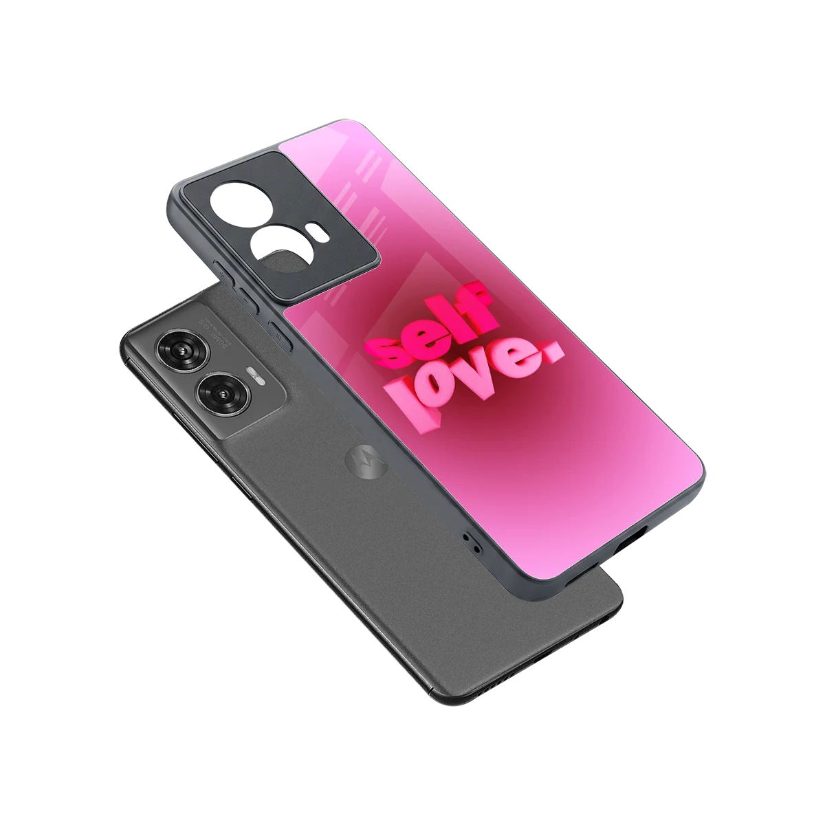 Self Love Aesthetic sleek motorola edge 50 fusion cover with tempered glass back and TPU edges