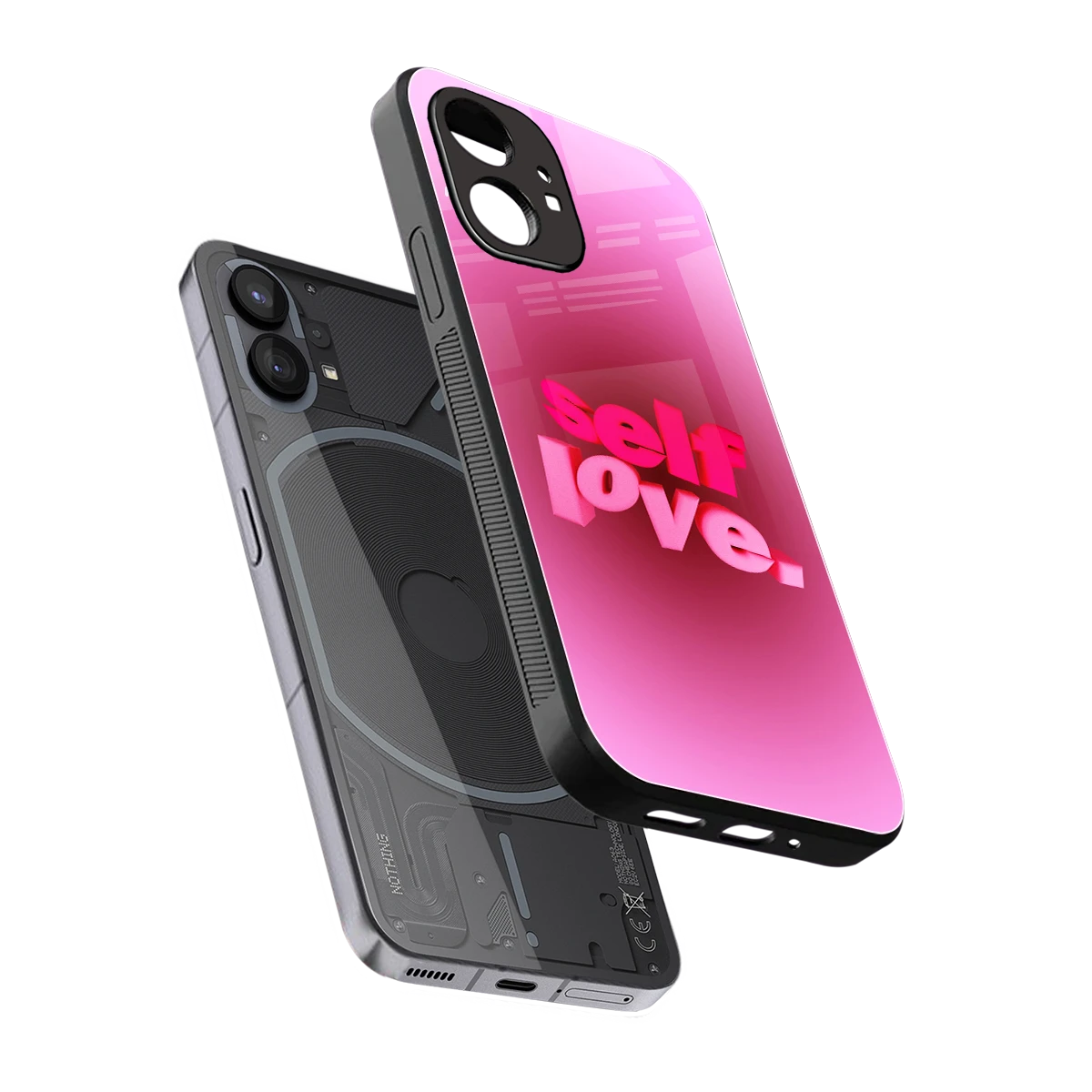 Self Love Aesthetic sleek nothing phone 1 cover with tempered glass back and TPU edges