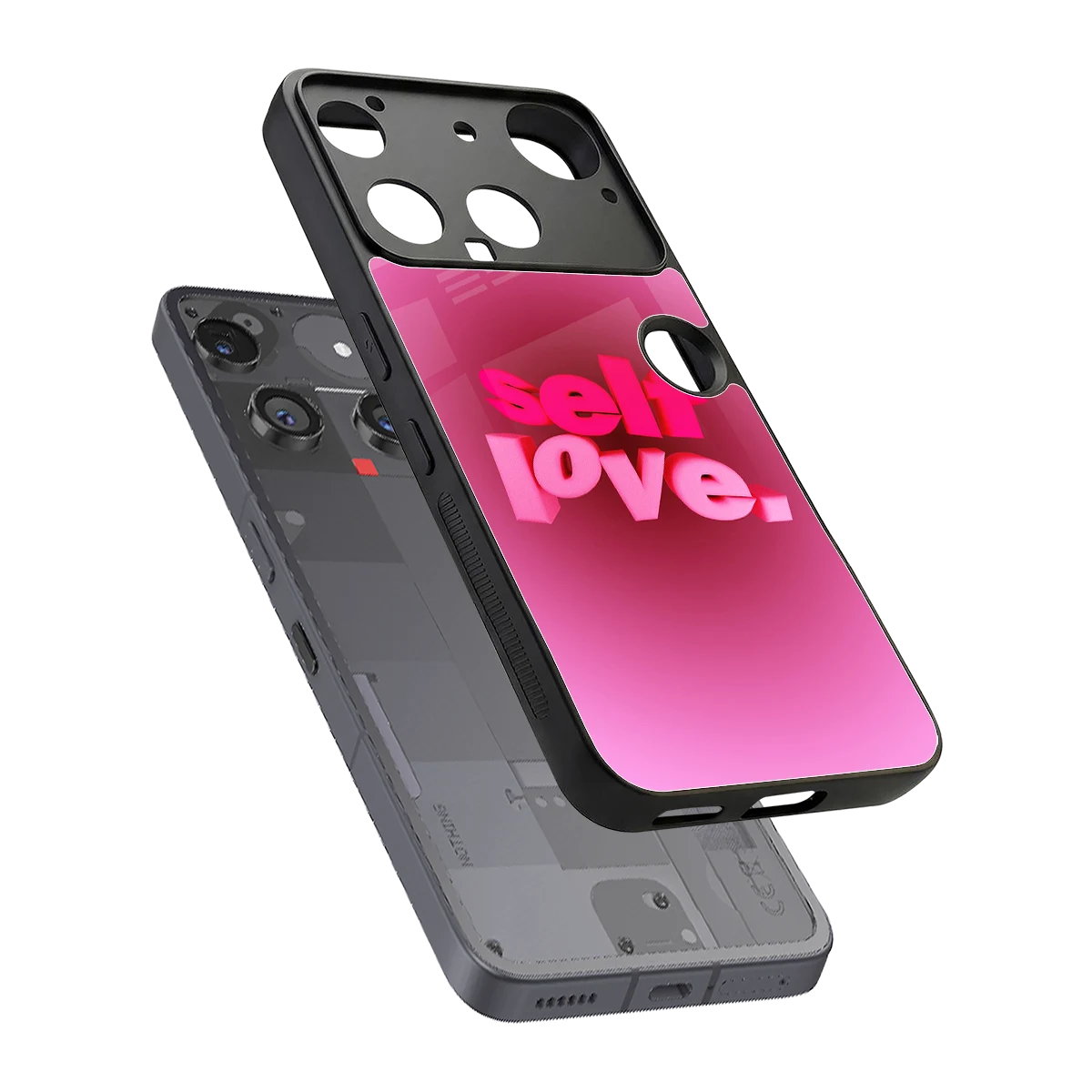 Self Love Aesthetic sleek nothing phone 3 cover with tempered glass back and TPU edges