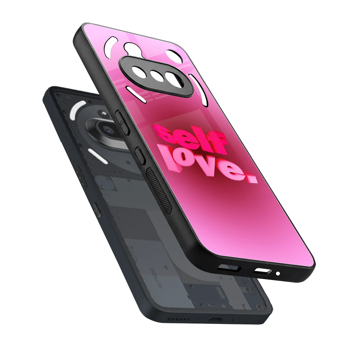 Self Love Aesthetic sleek nothing phone 3a cover with tempered glass back and TPU edges