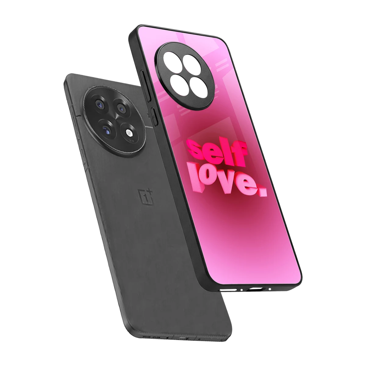 Self Love Aesthetic sleek oneplus 13r cover with tempered glass back and TPU edges