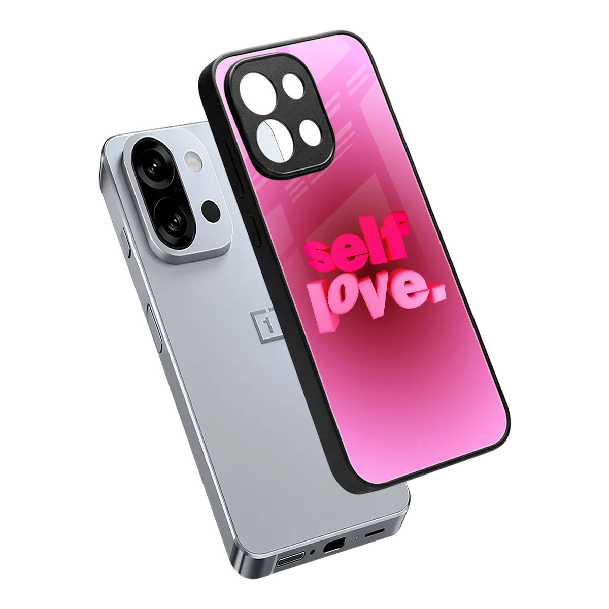 Self Love Aesthetic sleek oneplus 13s cover with tempered glass back and TPU edges