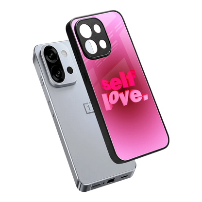 Self Love Aesthetic sleek oneplus 13s cover with tempered glass back and TPU edges