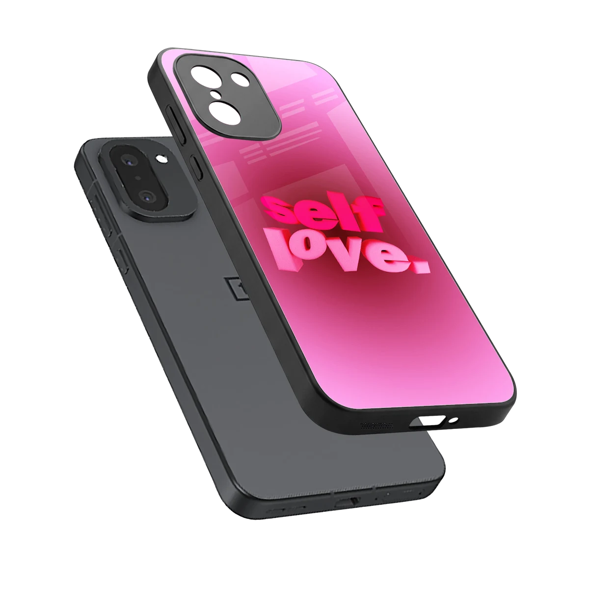Self Love Aesthetic sleek oneplus 15r cover with tempered glass back and TPU edges