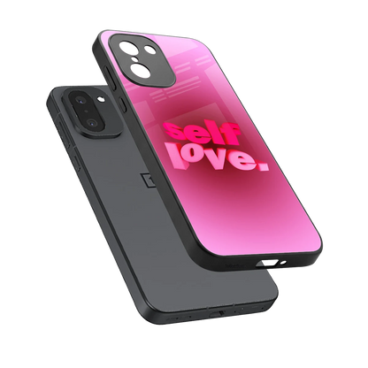 Self Love Aesthetic sleek oneplus 15r cover with tempered glass back and TPU edges