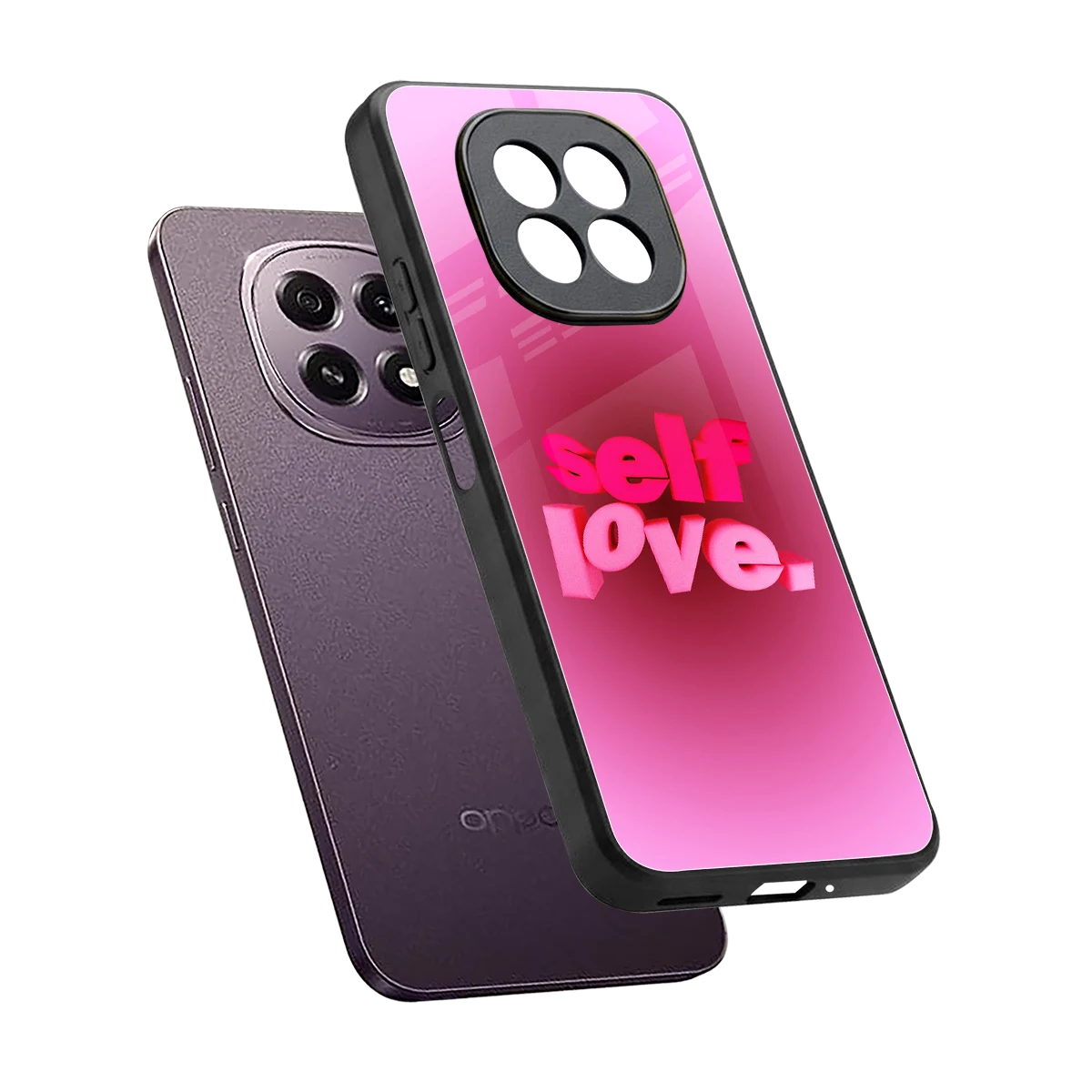 Self Love Aesthetic sleek oppo f29 5g cover with tempered glass back and TPU edges