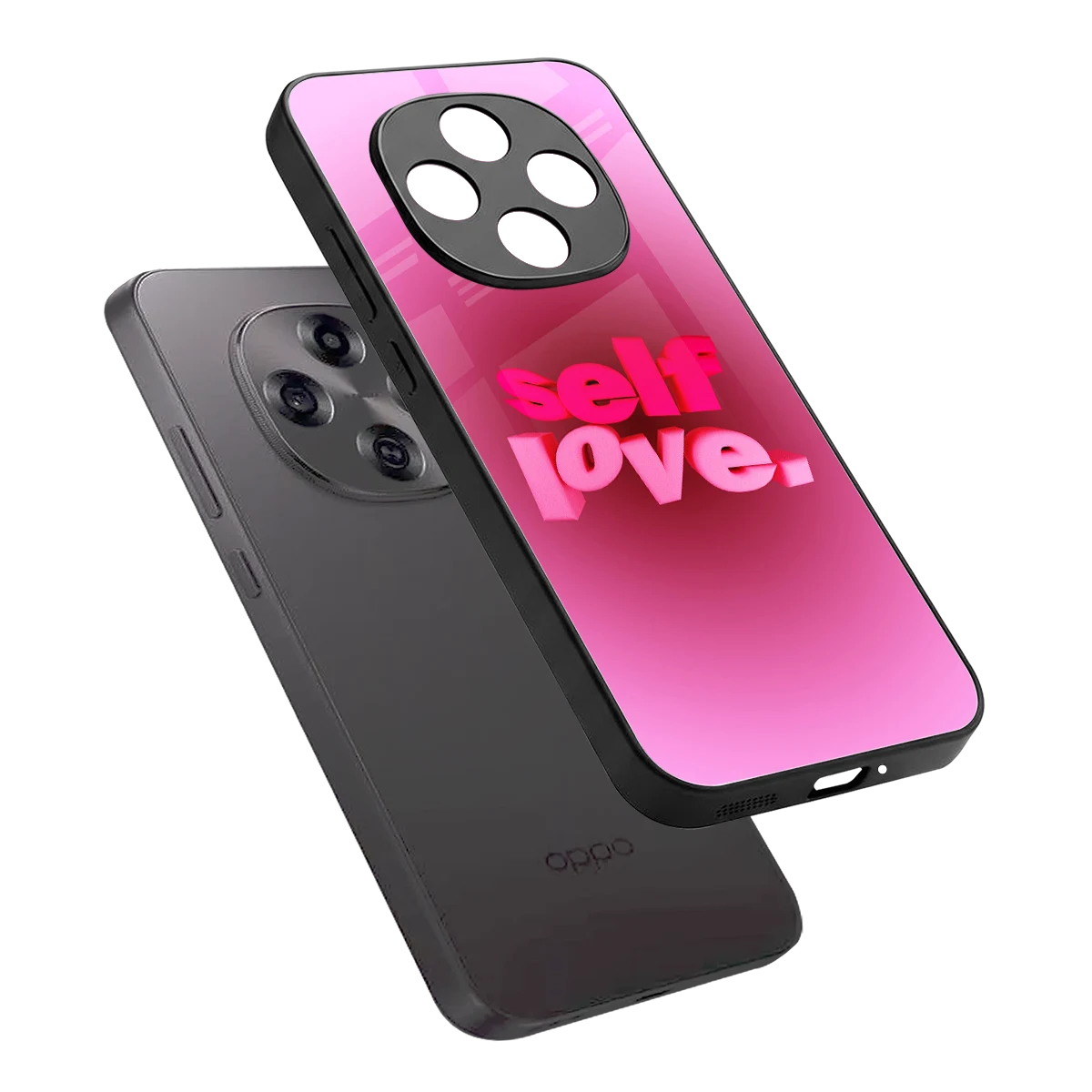 Self Love Aesthetic sleek oppo f31 pro 5g cover with tempered glass back and TPU edges