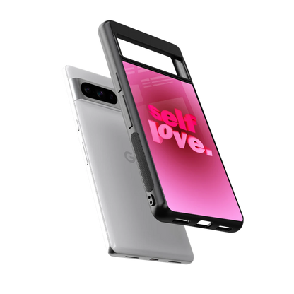 Self Love Aesthetic sleek google pixel 8 pro cover with tempered glass back and TPU edges