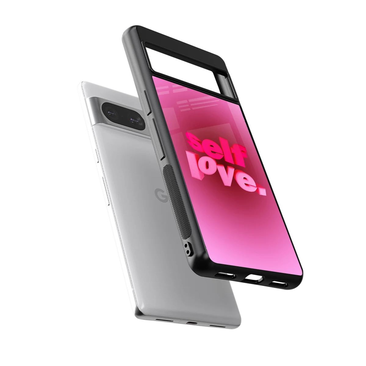 Self Love Aesthetic sleek google pixel 8 cover with tempered glass back and TPU edges