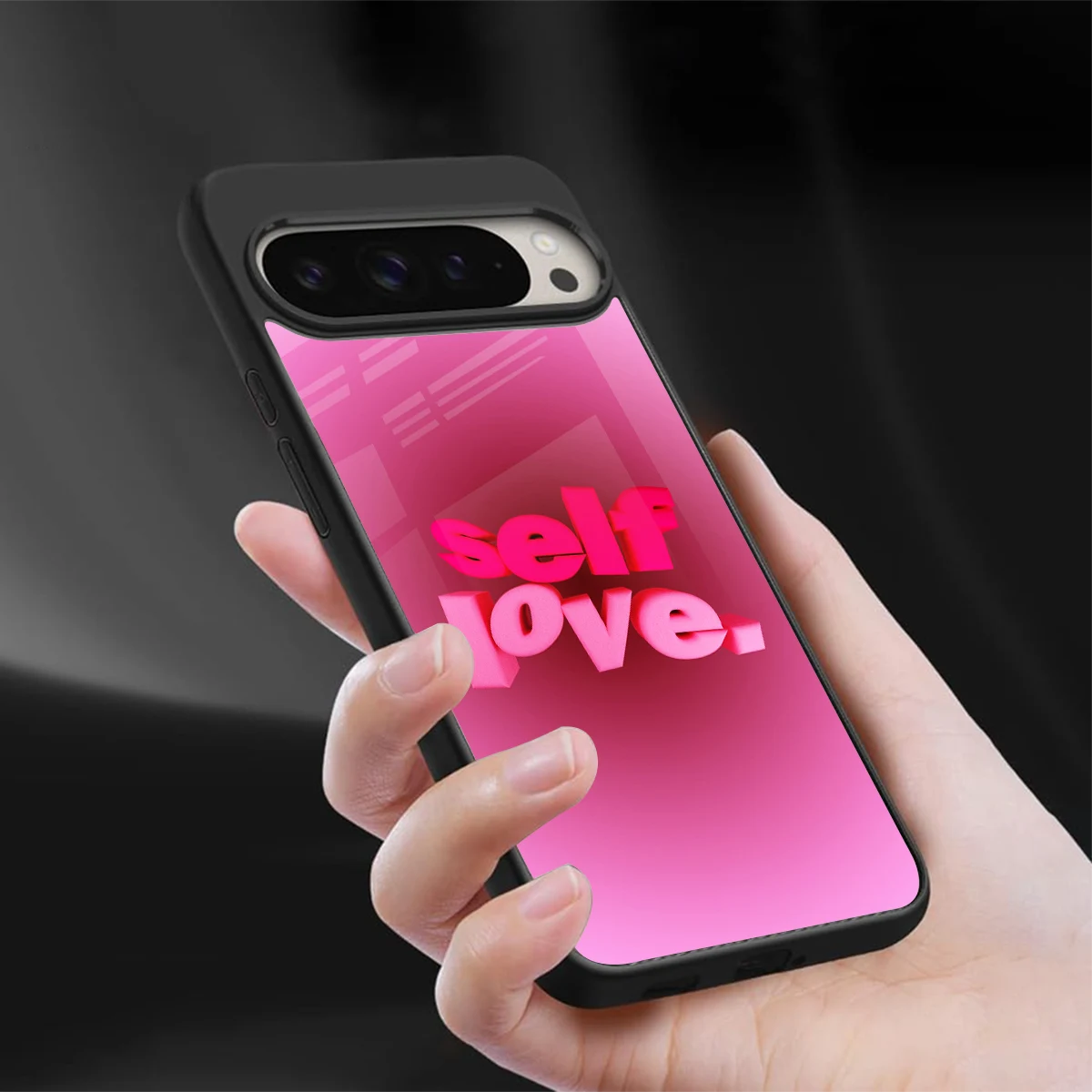 Self Love Aesthetic sleek google pixel 9 pro cover with tempered glass back and TPU edges