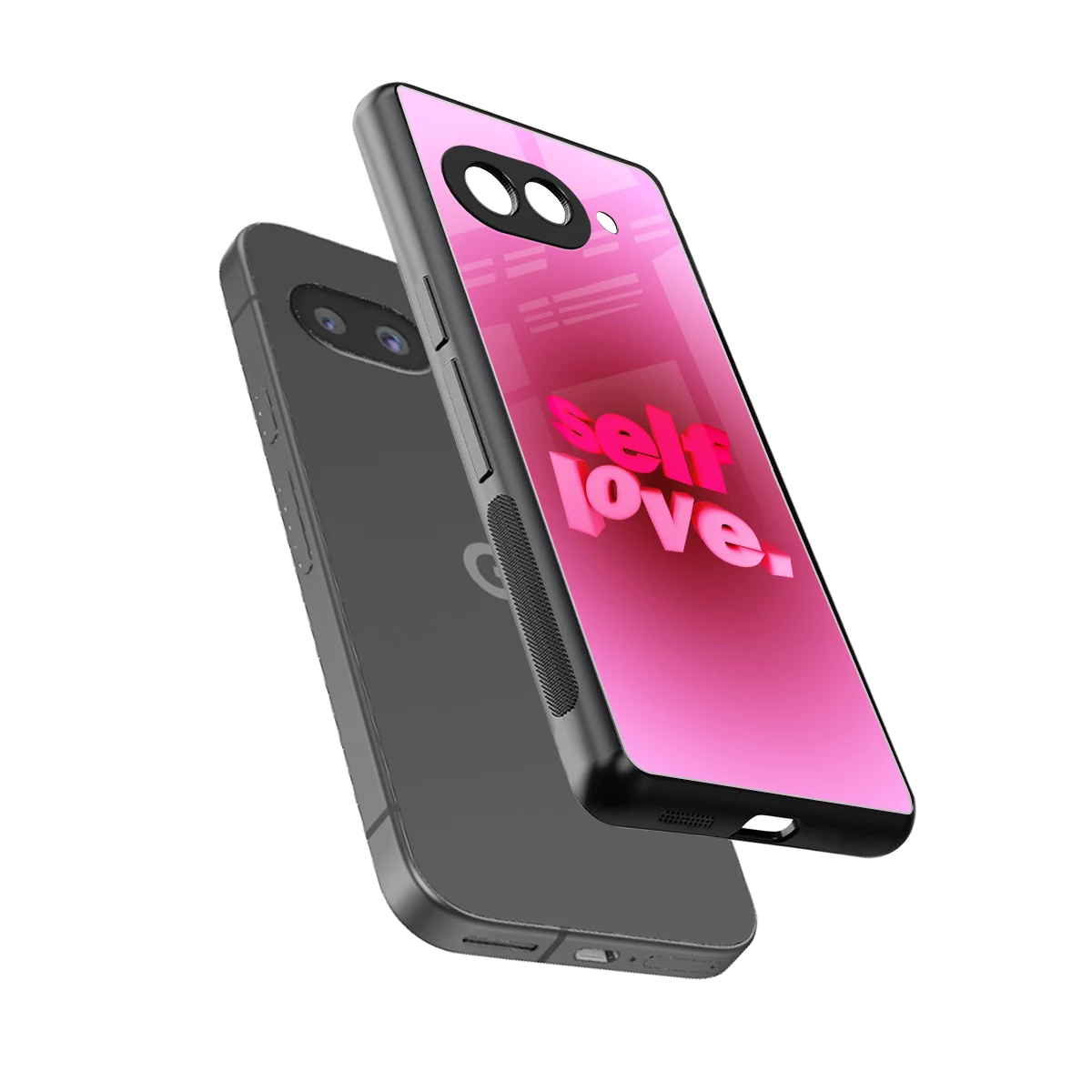 Self Love Aesthetic sleek google pixel 9a cover with tempered glass back and TPU edges