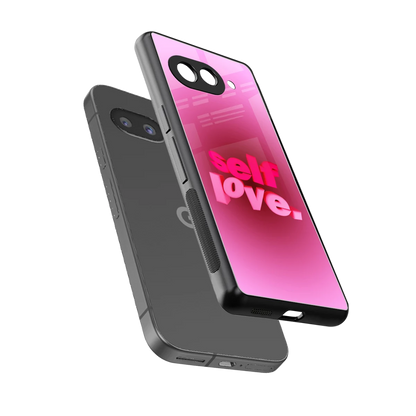 Self Love Aesthetic sleek google pixel 9a cover with tempered glass back and TPU edges