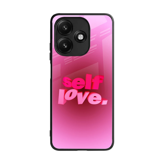 Self Love Aesthetic back phone cover | glass case for redmi 12 5g