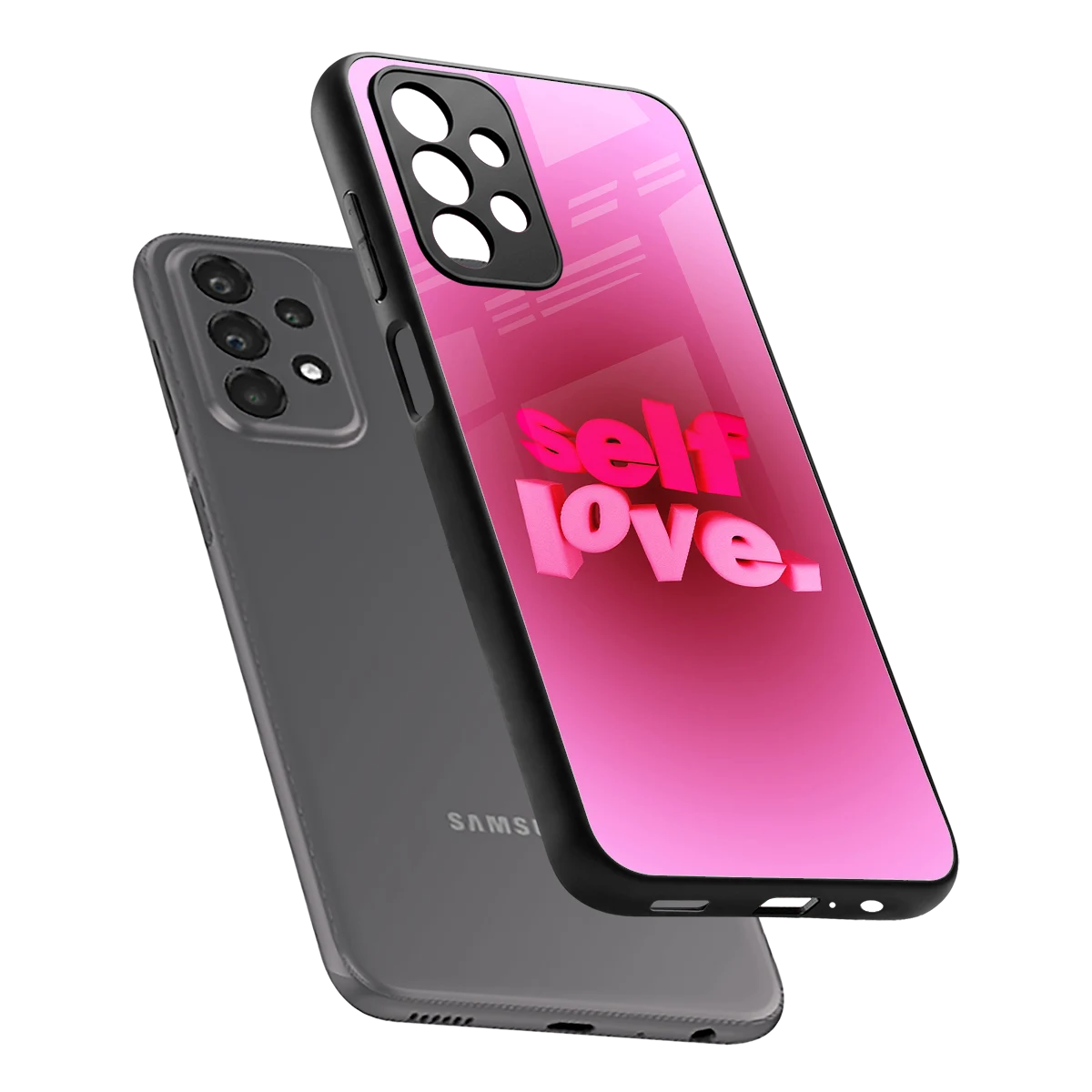 Self Love Aesthetic sleek samsung galaxy a23 cover with tempered glass back and TPU edges