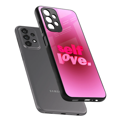 Self Love Aesthetic sleek samsung galaxy a23 cover with tempered glass back and TPU edges