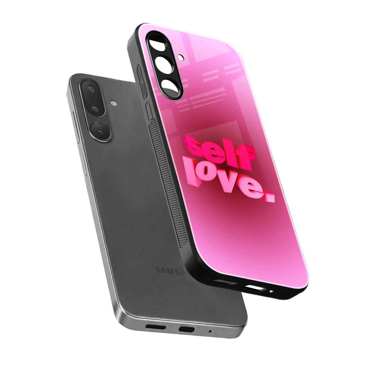 Self Love Aesthetic sleek samsung galaxy m36 5g cover with tempered glass back and TPU edges