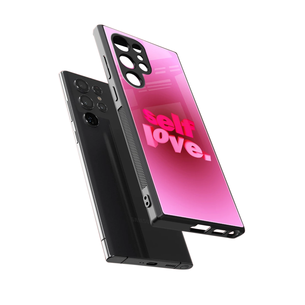 Self Love Aesthetic sleek samsung galaxy s23 ultra cover with tempered glass back and TPU edges