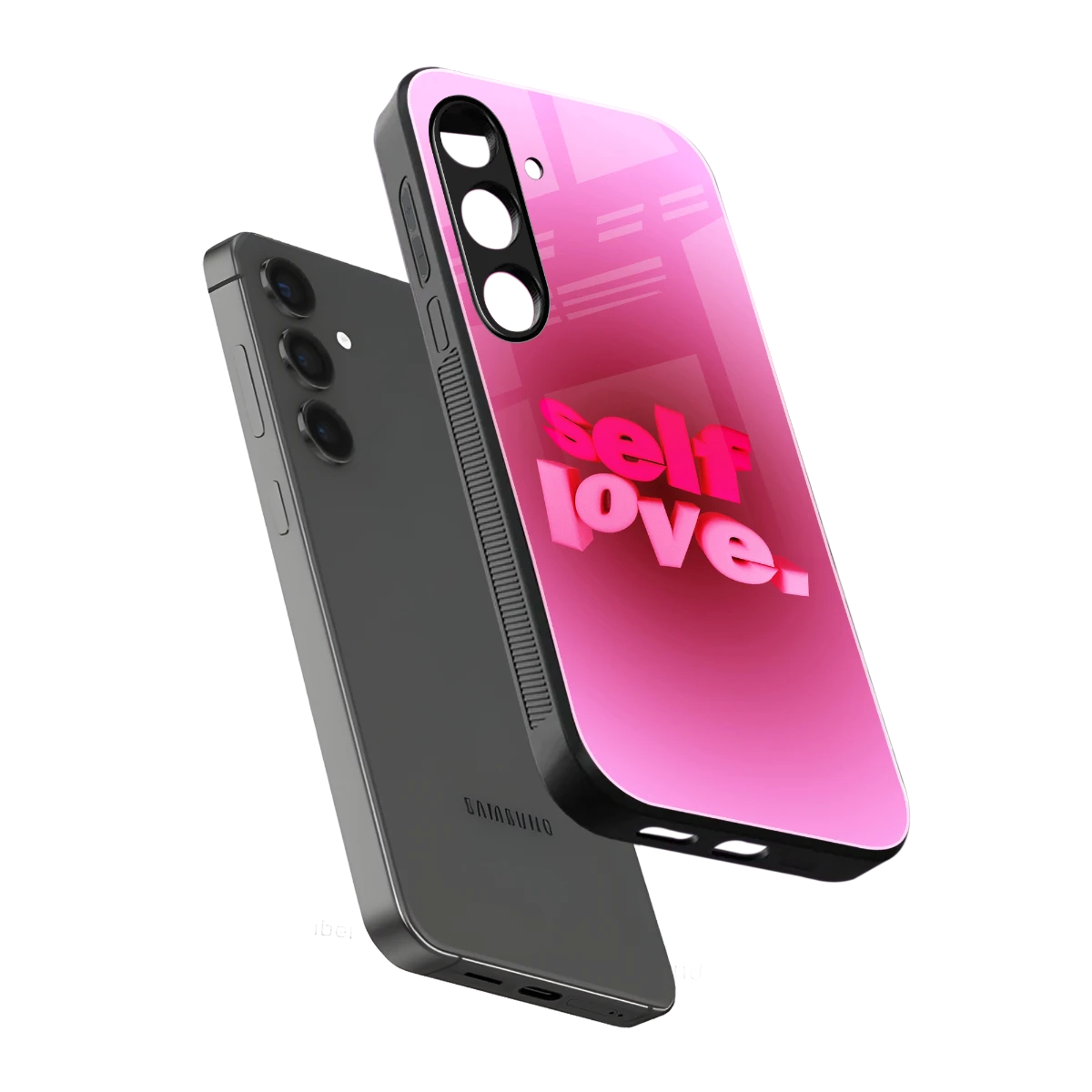 Self Love Aesthetic sleek samsung galaxy s24 cover with tempered glass back and TPU edges