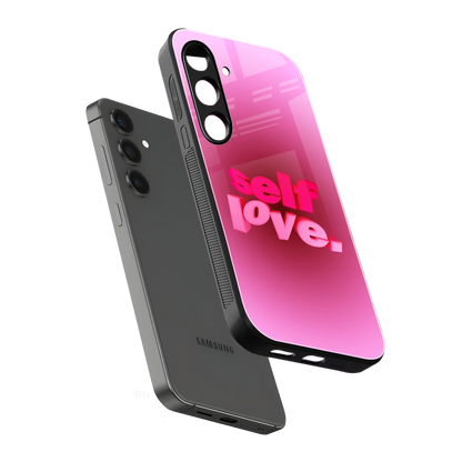 Self Love Aesthetic sleek samsung galaxy s24 cover with tempered glass back and TPU edges