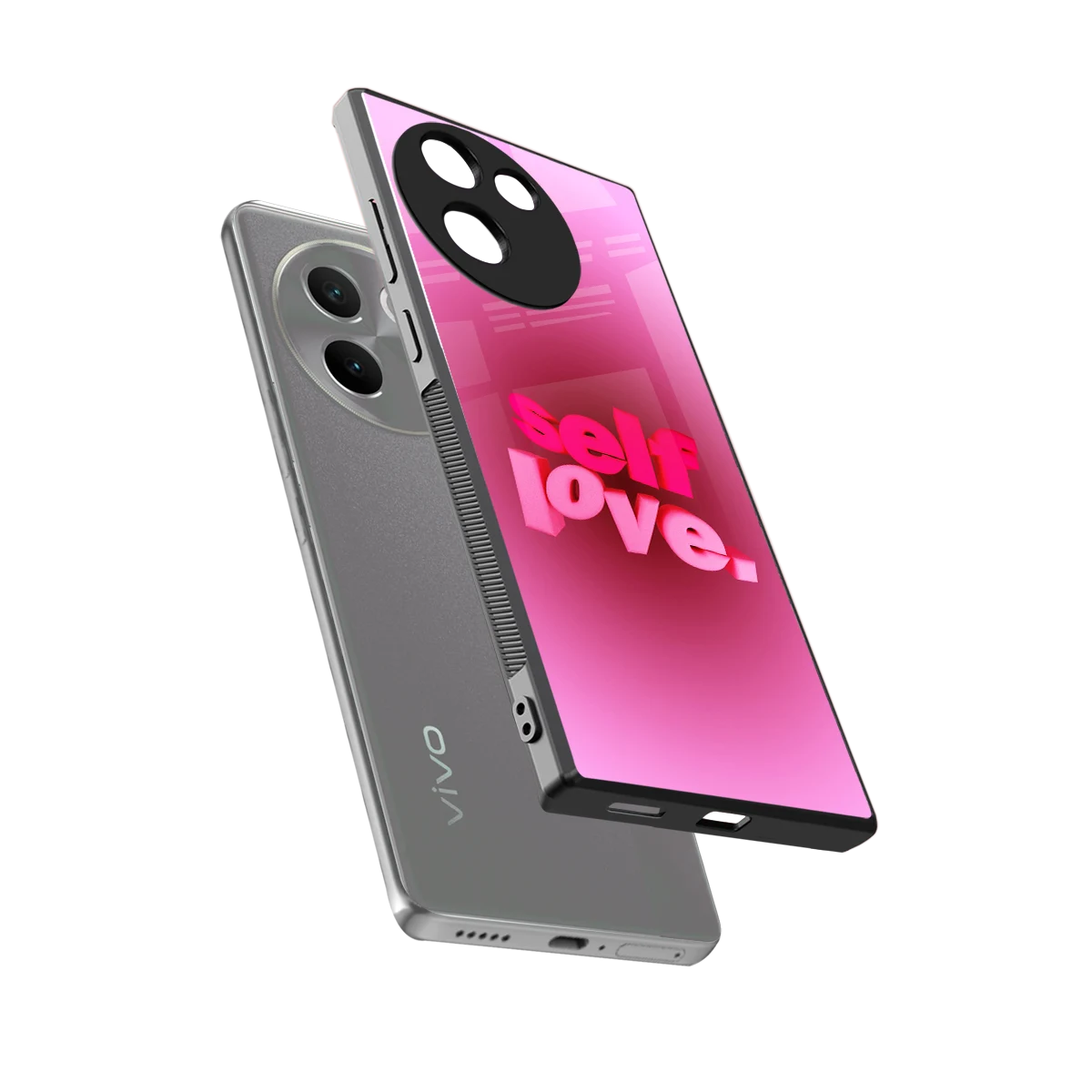 Self Love Aesthetic sleek vivo v30e cover with tempered glass back and TPU edges