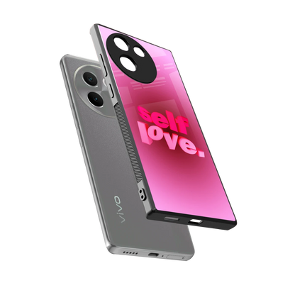 Self Love Aesthetic sleek vivo v30e cover with tempered glass back and TPU edges