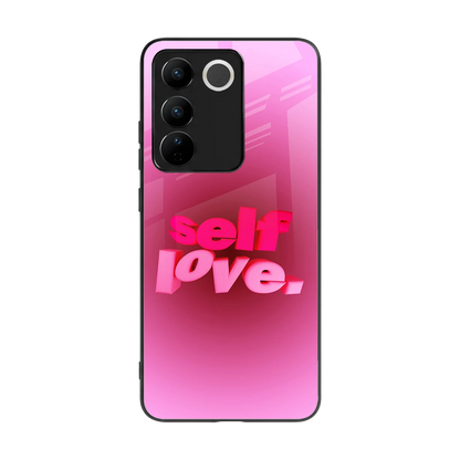 Self Love Aesthetic back phone cover | glass case for vivo v27 5g