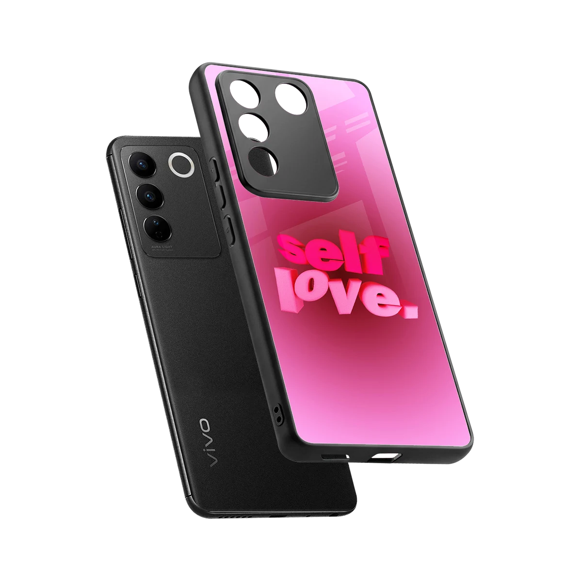 Self Love Aesthetic sleek vivo v27 5g cover with tempered glass back and TPU edges