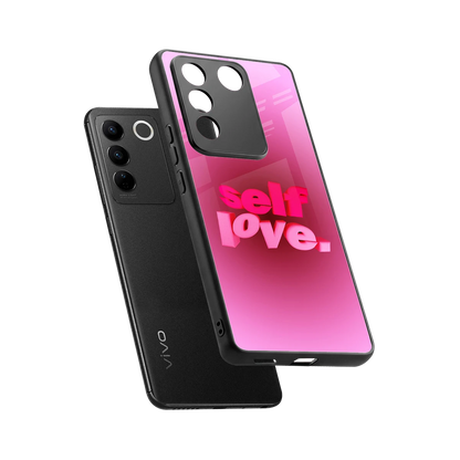 Self Love Aesthetic sleek vivo v27 5g cover with tempered glass back and TPU edges