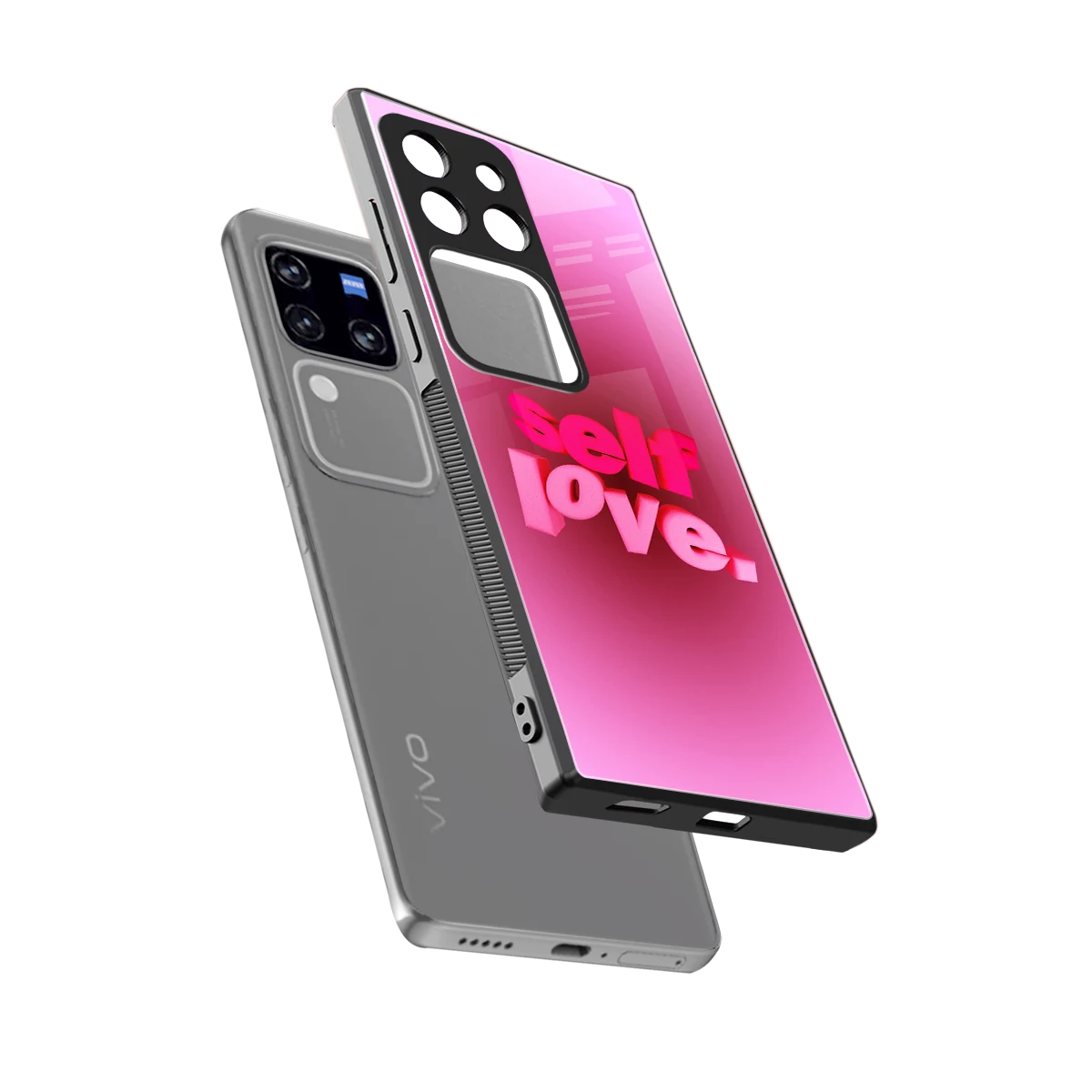 Self Love Aesthetic sleekvivo v30 pro cover with tempered glass back and TPU edges