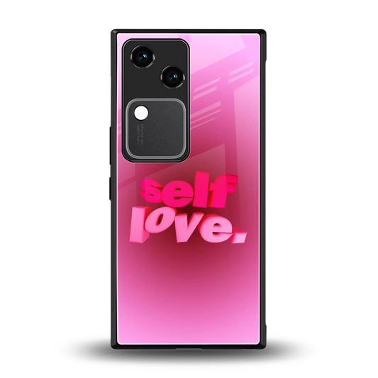 Self Love Aesthetic back phone cover | glass case for vivo v30