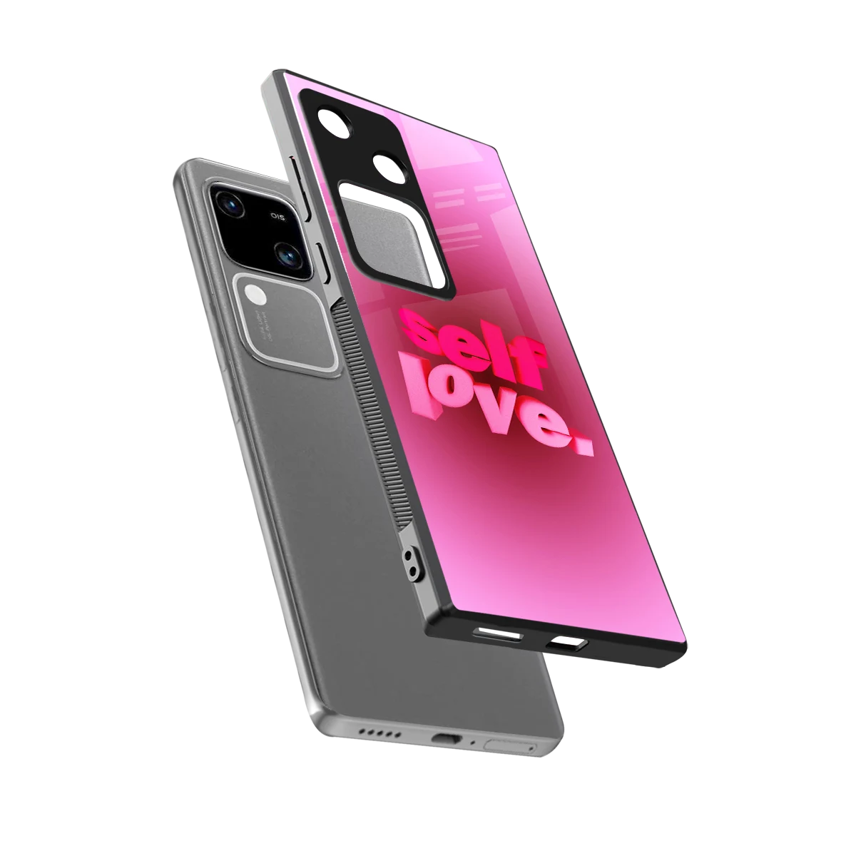 Self Love Aesthetic sleek vivo v30 cover with tempered glass back and TPU edges