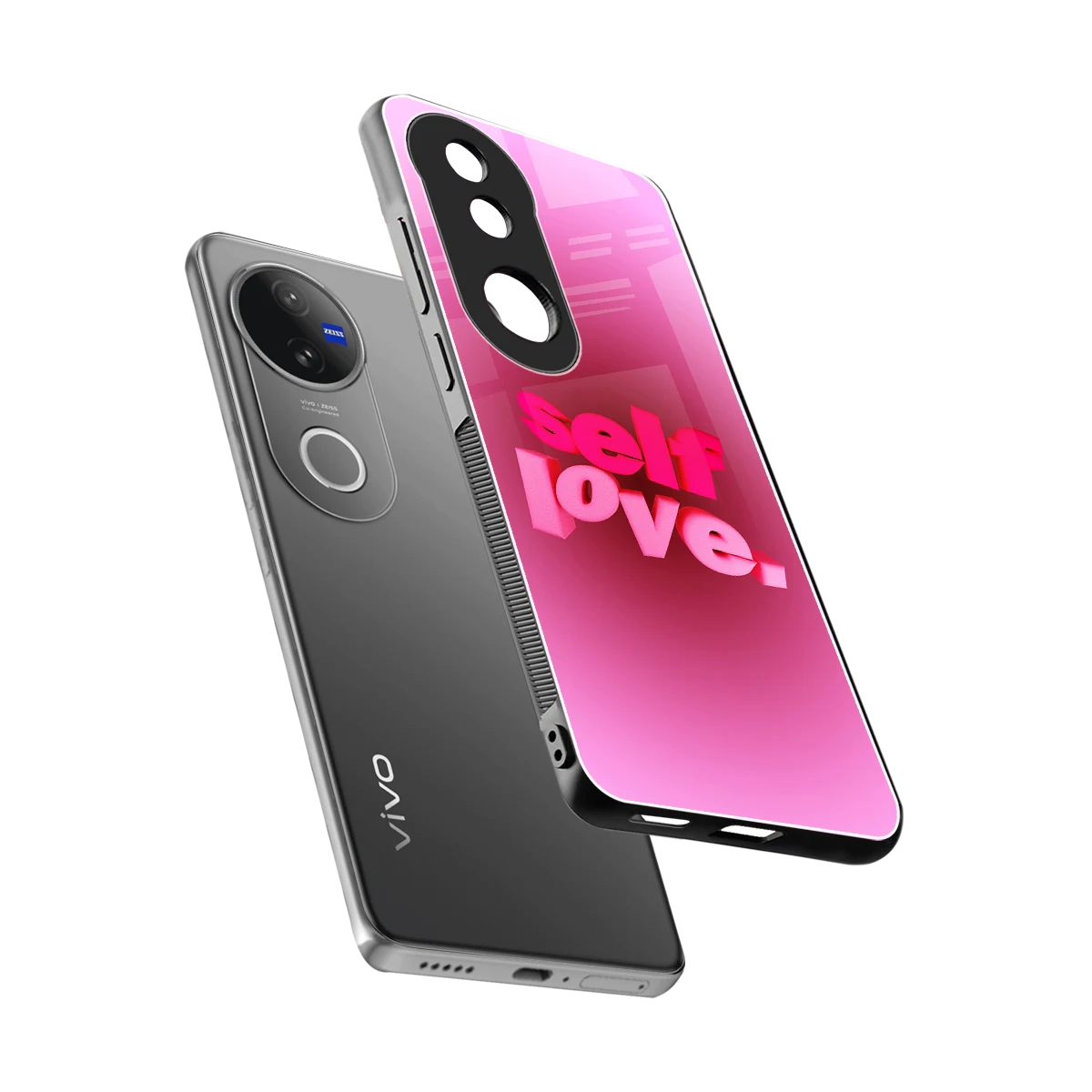 Self Love Aesthetic sleek vivo v50 cover with tempered glass back and TPU edges