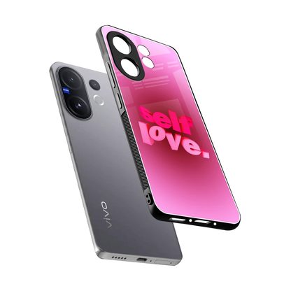 Self Love Aesthetic sleek vivo v60 cover with tempered glass back and TPU edges