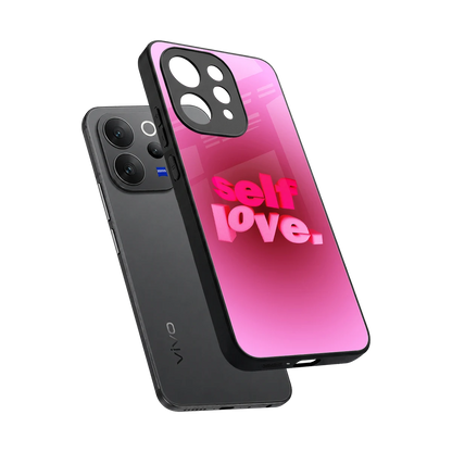 Self Love Aesthetic sleek vivo v70 cover with tempered glass back and TPU edges